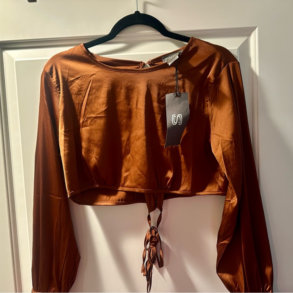 SANS SOUCI BROWN SILK LONG SLEEVE